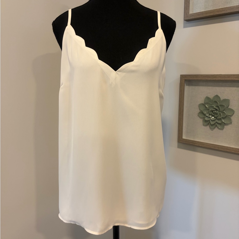 Bootlegger Kismet Cream Scalloped Edge Camisole With Sheer Back NWT!